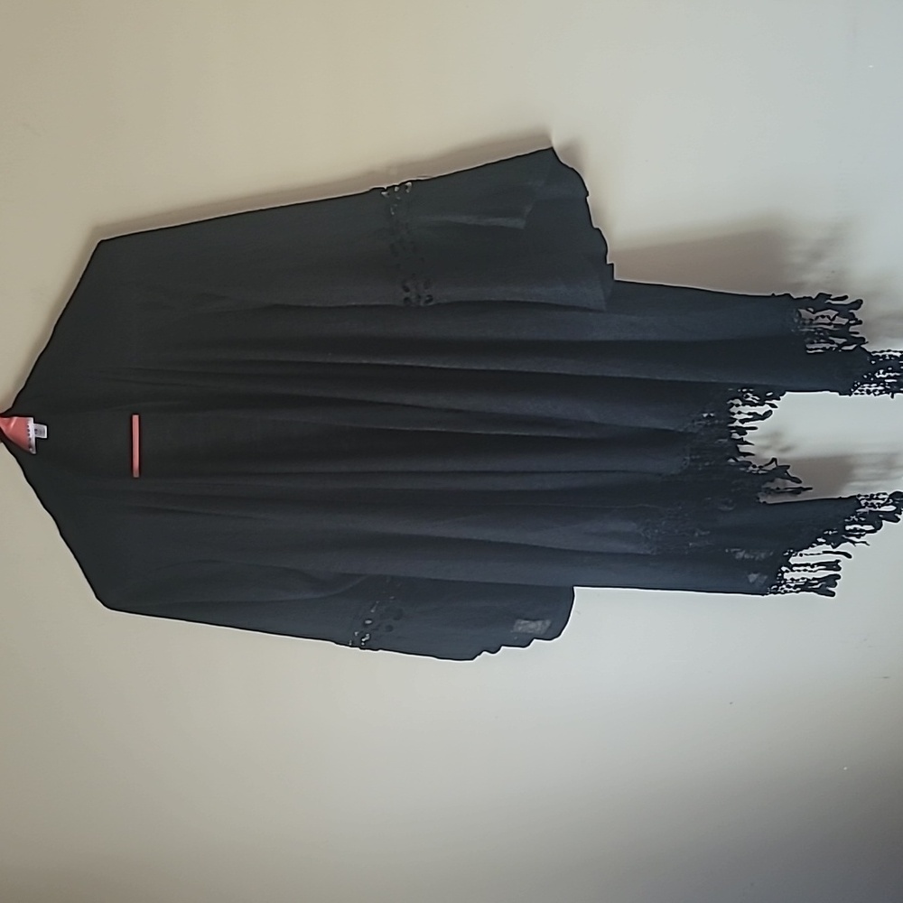 Fringe EmbellishCardigan Gothic Glam Witchy Waterfall Sweater Long Sleeves  SZ1X